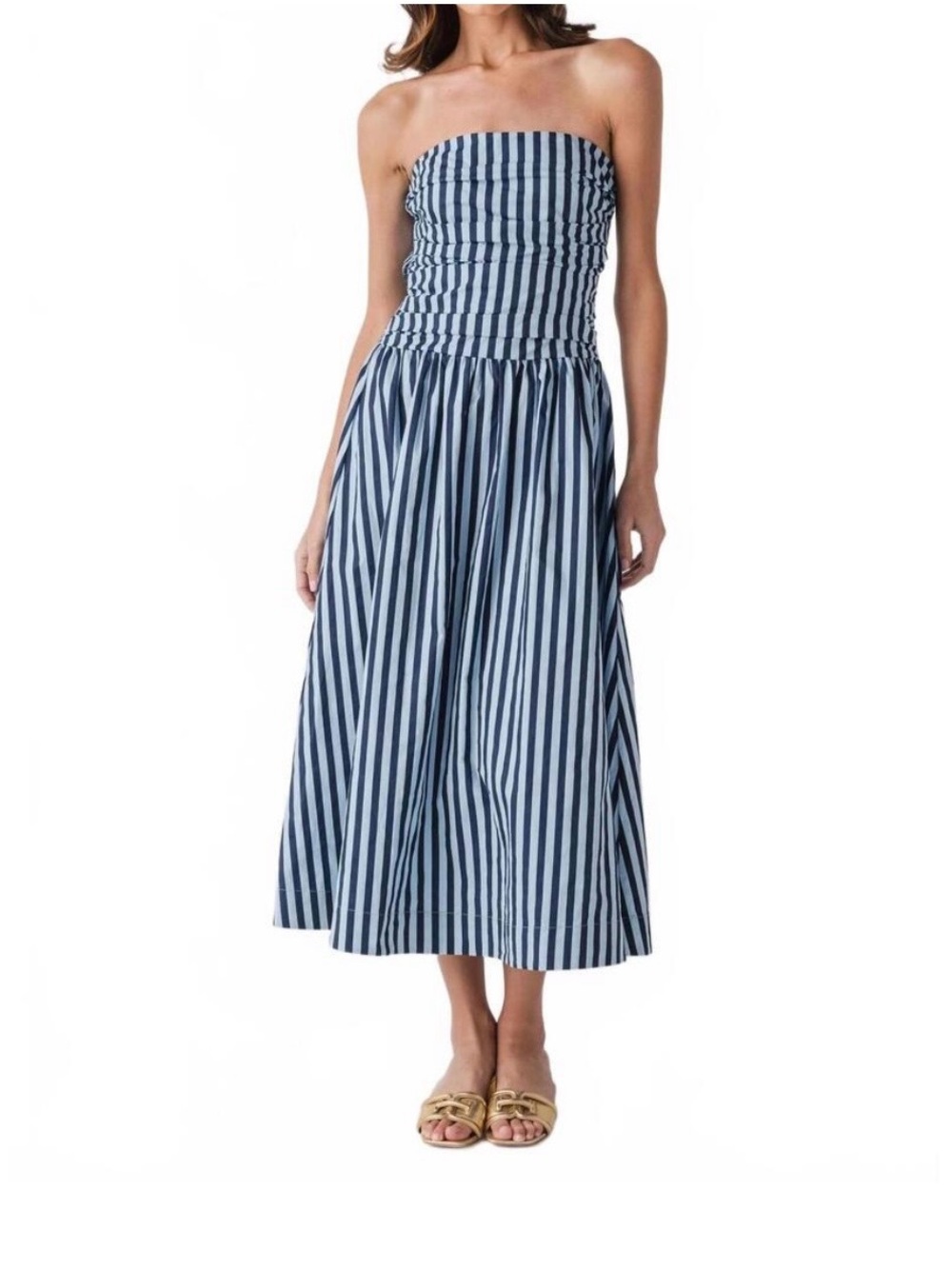 Pinch Pleated Strapless Dress